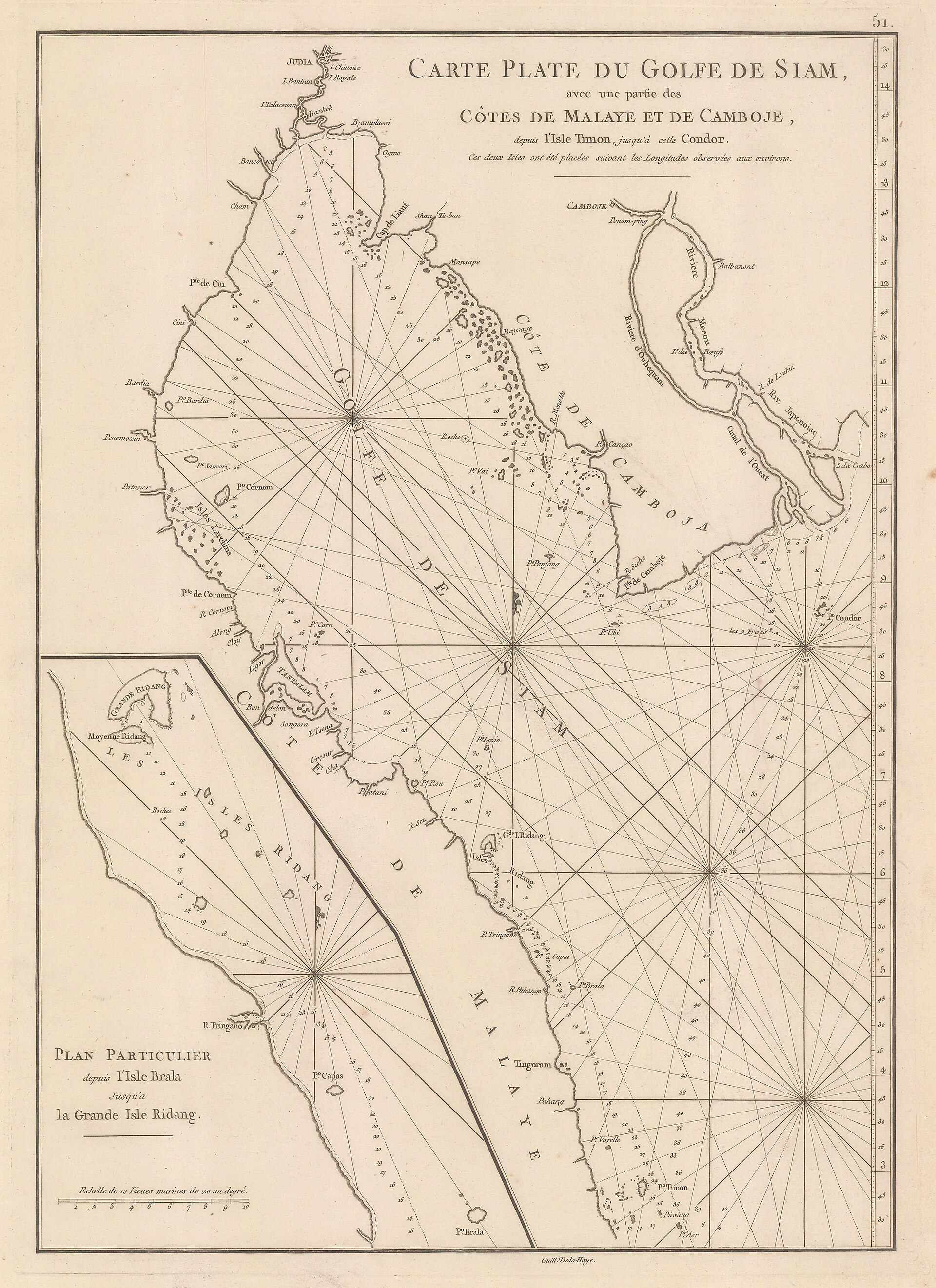 Antique chart of the Gulf of Siam, 1770